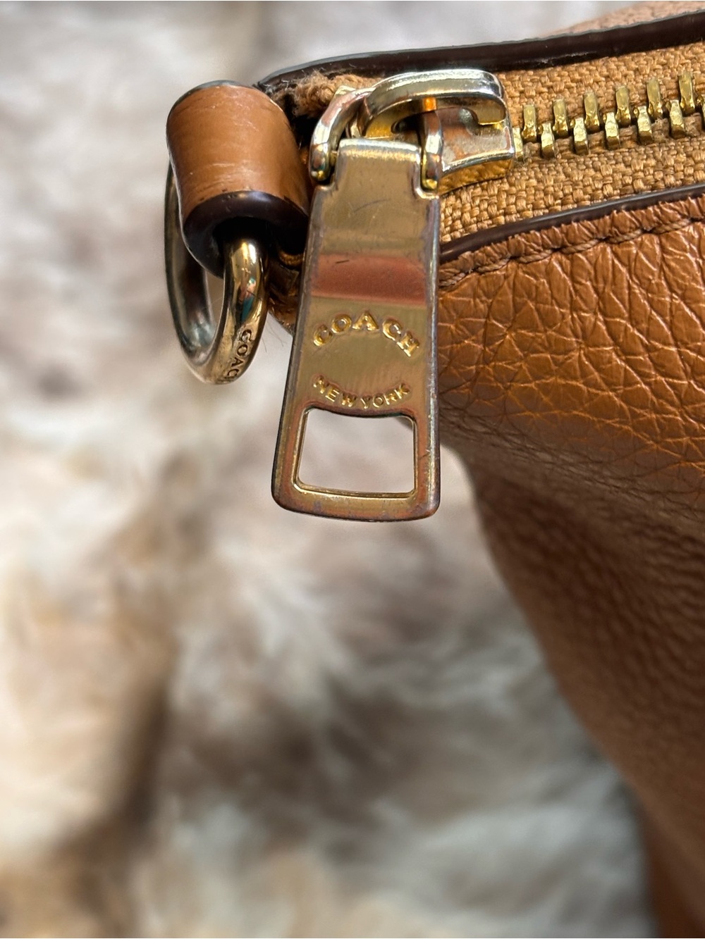 Coach Pebbled Leather Tote in Cognac Brown - Picture 5 of 11